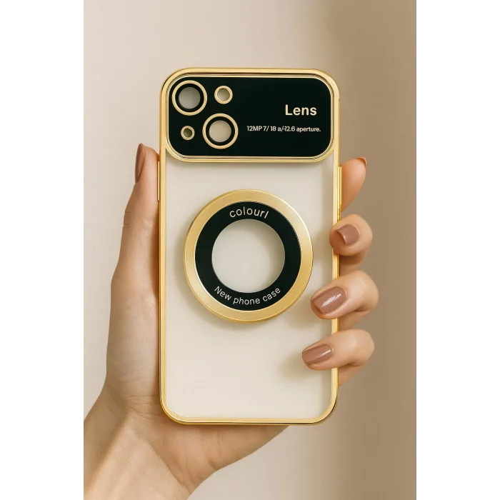 İphone 15 Kılıf Kamera Korumalı Magsafe Colourl Gold