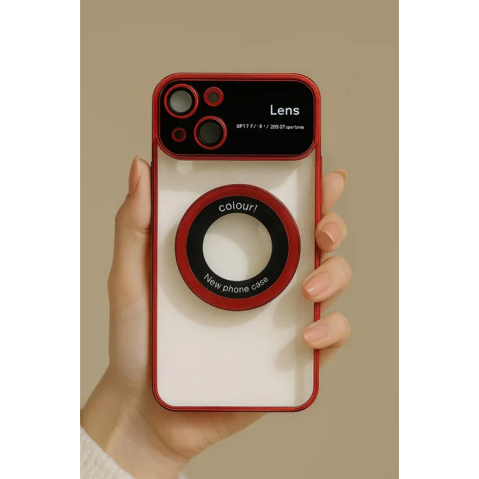 İphone 15 Kılıf Kamera Korumalı Magsafe Colourl Kırmızı