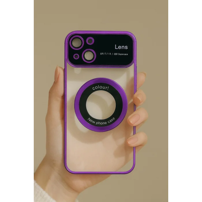 İphone 15 Kılıf Kamera Korumalı Magsafe Colourl Mor