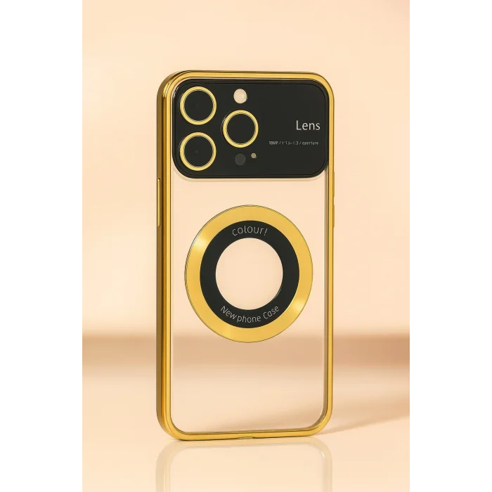 İphone 15 Pro Kılıf Kamera Korumalı Magsafe Colourl Gold