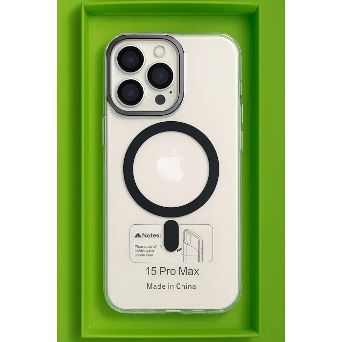 İphone 15 Pro Max Kılıf Kamera Korumalı Magsafe Şeffaf Buz Mavisi