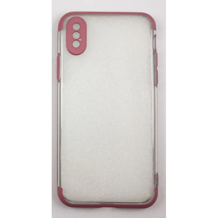 İphone X Ve XS Kılıf Şeffaf Silikon Kenarı Kırmızı