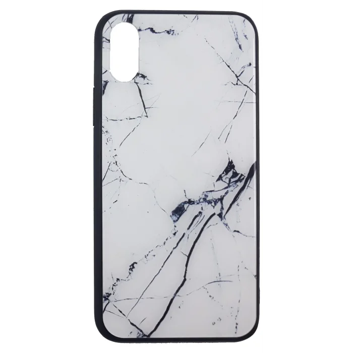 İphone X Ve XS Kılıf Mermer Desenli Silikon Beyaz