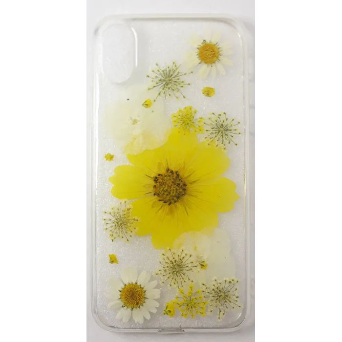 İphone X Ve XS Kılıf Sarı Çiçekli Silikon