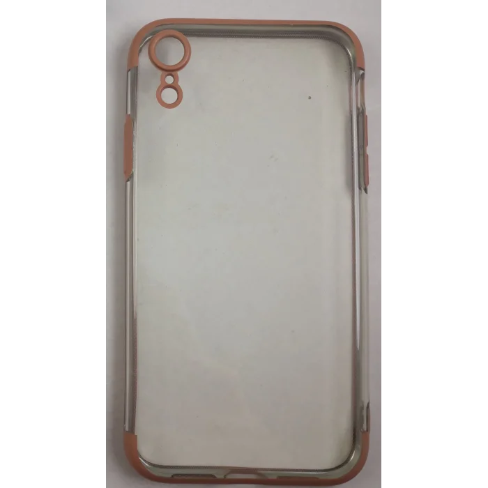 İphone XR Kılıf Şeffaf Silikon Kenarı Turuncu