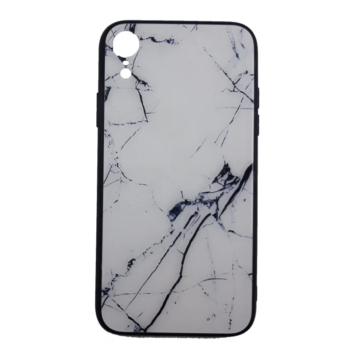 İphone XR Kılıf Mermer Desenli Silikon Beyaz