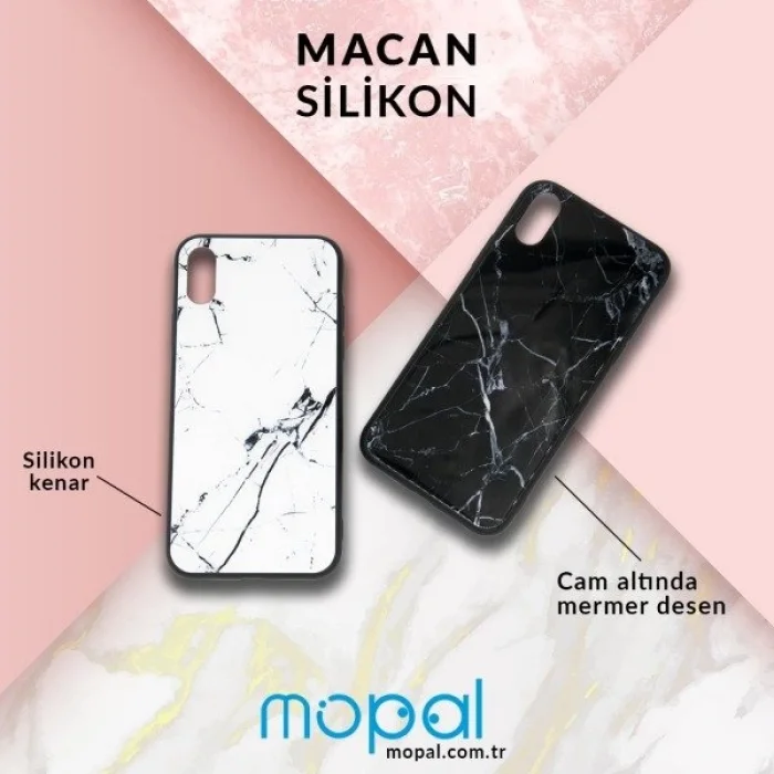 İphone XR Kılıf Mermer Desenli Silikon Beyaz