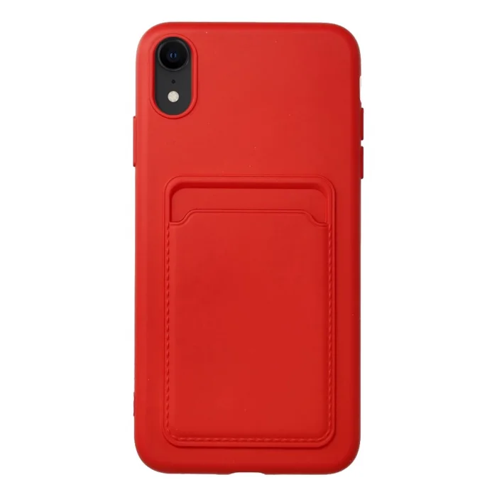 İphone XR Kılıf Kart Bölmeli Kırmızı