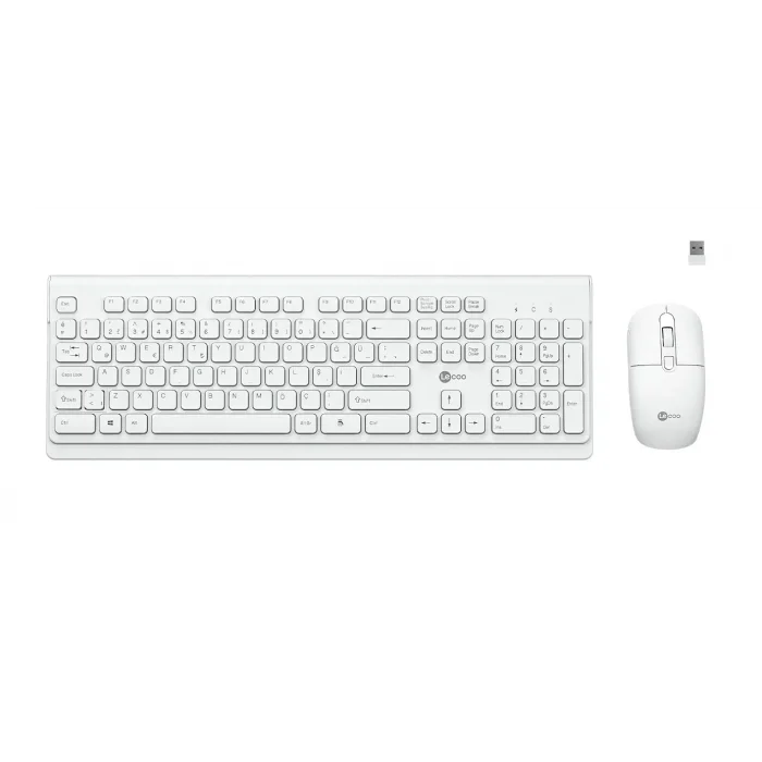 Klavye Mouse Set Kablosuz Türkçe Q Lenovo Lecoo KW203 Beyaz