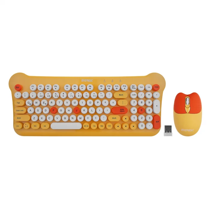 Klavye Mouse Set Multimedia Q Kablosuz Ve Bluetooth Everest KM-6244 Bunny Sarı
