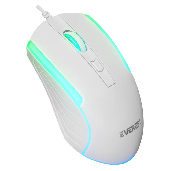 Klavye Mouse Set Oyuncu Gökkuşağı Aydınlatmalı Everest KM-198 Luminax Beyaz