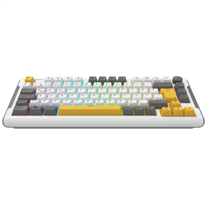 Klavye Oyuncu Gaming RGB Membrane Type-C Kablolu Everest KB-75 Smooth Beyaz-Gri-Sarı