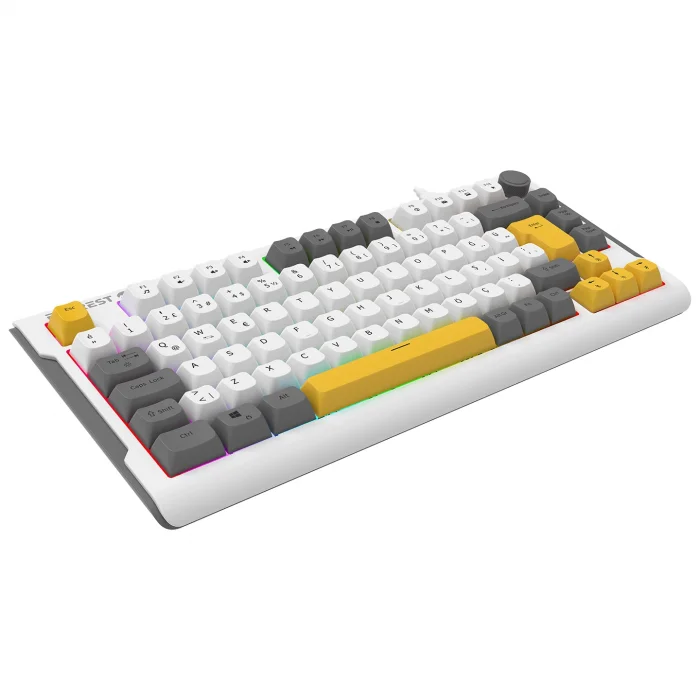 Klavye Oyuncu Gaming RGB Membrane Type-C Kablolu Everest KB-75 Smooth Beyaz-Gri-Sarı