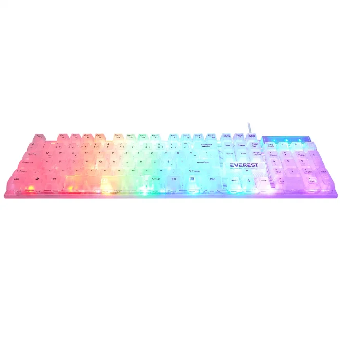 Klavye Oyuncu Gaming Rgb Rainbow Membrane Everest KB-24 Beyaz