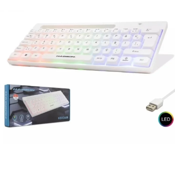 Klavye Oyuncu Mini Rgb Hadron HDX2608 Beyaz