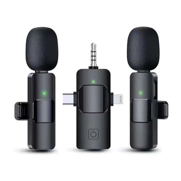 Mikrofon Yaka 2 Adet Kablosuz Type-c Lightning Aux 3 İn 1 Platoon PL-2452
