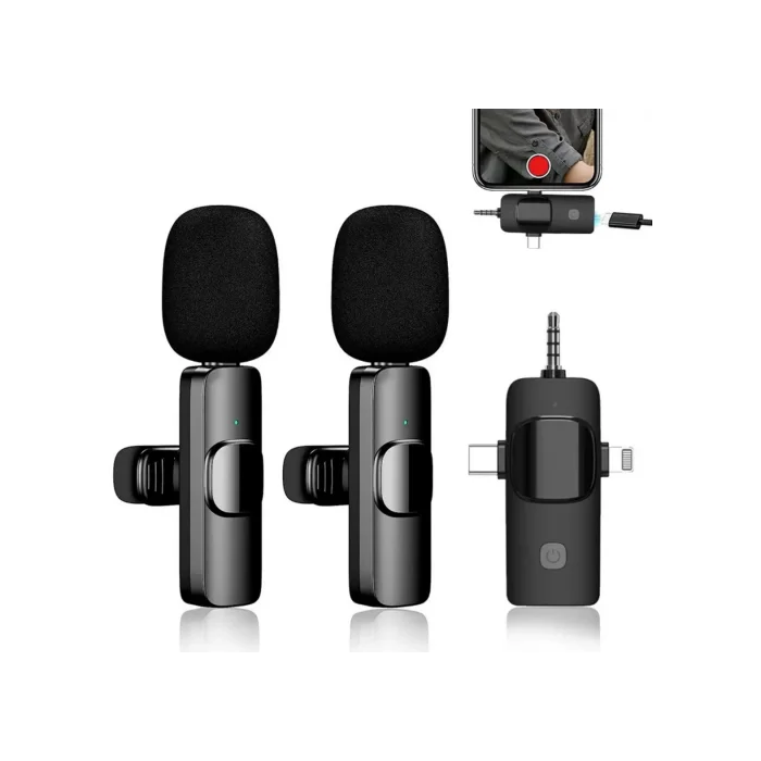 Mikrofon Yaka 2 Adet Kablosuz Type-c Lightning Aux 3 İn 1 Platoon PL-2452
