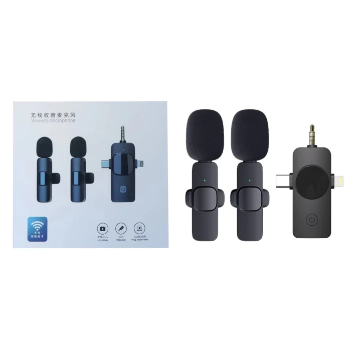 Mikrofon Yaka 2 Adet Kablosuz Type-c Lightning Aux 3 İn 1 Platoon PL-2452