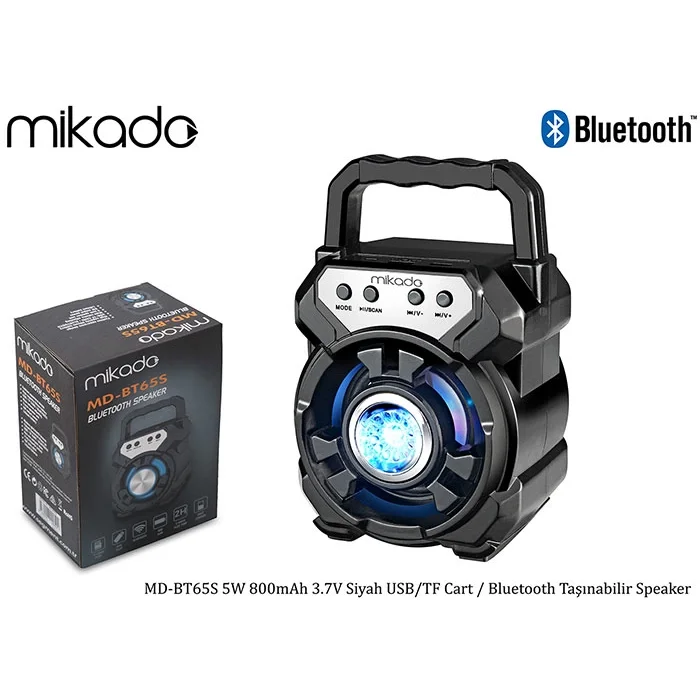 Bluetooth Hoparlör Fm-Usb-Sd Mikado MD-BT65S Siyah