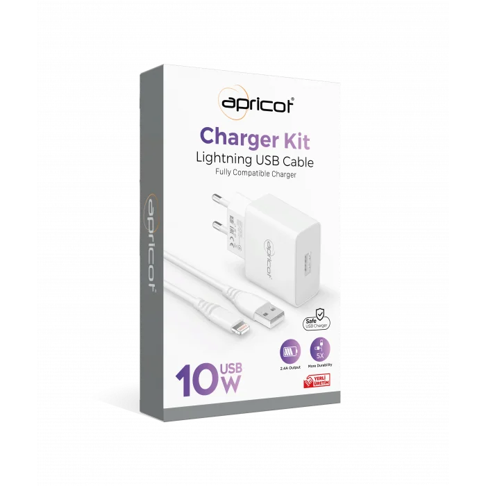 Şarj Aleti Takım İphone Lightninh 2.4A Apricot APC-U210L