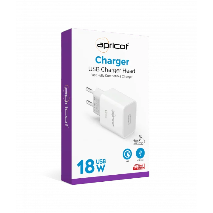 Şarj Kafa 18 W 3.4A Apricot APC-U310 Beyaz