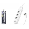 Priz 3 Lü 2 Usb 2 Metre Akım Korumalı FLY 3393-01 Beyaz