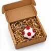 3D Anahtarlık Futbol Topu 3 Cm Kırmızı Beyaz Qtop Q-0958
