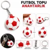 Anahtarlık Futbol Topu 3 Cm Kırmızı Beyaz 10 Lu Paket Qtop Q-0996