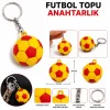 Anahtarlık Futbol Topu 3 Cm Sarı Kırmızı 10 Lu Paket Qtop Q-1016