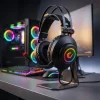 Kulaklık Mikrofonlu Oyuncu Usb 7.1 RGB Işık Rampage RM-K1 Pulsar Siyah