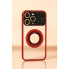 İphone 15 Pro Kılıf Kamera Korumalı Magsafe Colourl Koyu Kırmızı