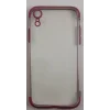 İphone XR Kılıf Şeffaf Silikon Kenarı Kırmızı