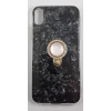 İphone XR Kılıf Yüzüklü Taşlı Renkli İnci Siyah