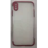 İphone XS Max Kılıf Şeffaf Silikon Kenarı Kırmızı