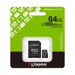 Hafıza Kartı 64 GB Canvas Select Plus Gen3 A1 100Mb/s Kingston SDCS3/64GB