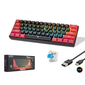 Klavye Oyuncu RGB Mekanik Blue Switch Type-C Mofan MF1701BR Siyah-Kırmızı