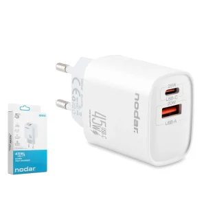 Şarj Adaptörü Type-C + Usb Çıkış 45 W Hızlı Şarj Nodar ND1013