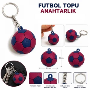 3D Anahtarlık Futbol Topu 3 Cm Kırmızı Mavi Qtop 0903