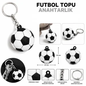 3D Anahtarlık Futbol Topu 3 Cm Siyah Beyaz Qtop Q-0910