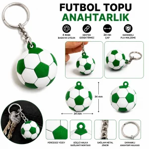 3D Anahtarlık Futbol Topu 3 Cm Yeşil Beyaz Qtop Q-0927