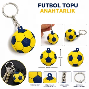 Anahtarlık Futbol Topu 3 Cm Sarı Lacivert 10 Lu Paket Qtop Q-1009