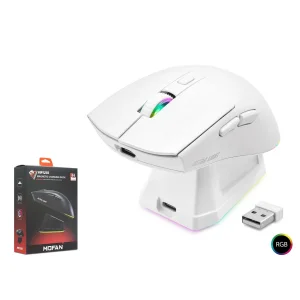 Mouse Kablosuz Gaming Oyuncu Kablosuz Gaming RGB Şarj Standlı MOFAN MF1215W Beyaz