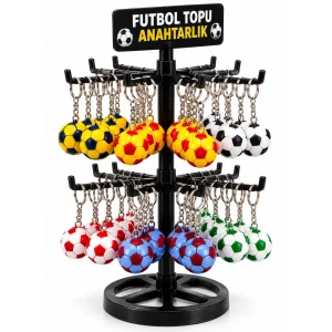 Anahtarlık Futbol Topu 3 Cm 60 Lı Paket Stand Hediyeli Qtop Q-1580