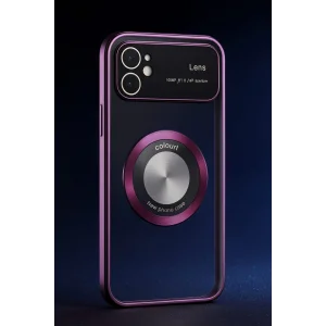 İphone 11 Kılıf Kamera Korumalı Magsafe Colourl Koyu Kırmızı