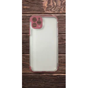 İphone 11 Pro Max Kılıf Şeffaf Silikon Kenarı Kırmızı