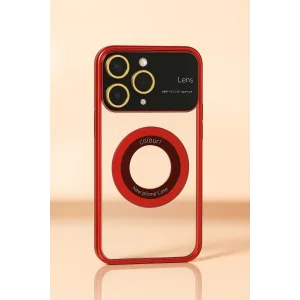 İphone 15 Pro Kılıf Kamera Korumalı Magsafe Colourl Koyu Kırmızı