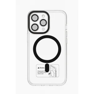 İphone 15 Pro Max Kılıf Kamera Korumalı Magsafe Şeffaf Siyah