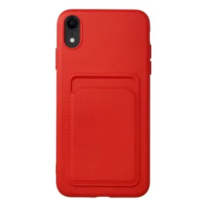 İphone XR Kılıf Kart Bölmeli Kırmızı