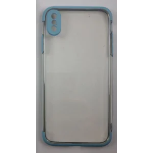 İphone XS Max Kılıf Şeffaf Silikon Kenarı Turkuaz