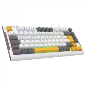 Klavye Oyuncu Gaming RGB Membrane Type-C Kablolu Everest KB-75 Smooth Beyaz-Gri-Sarı